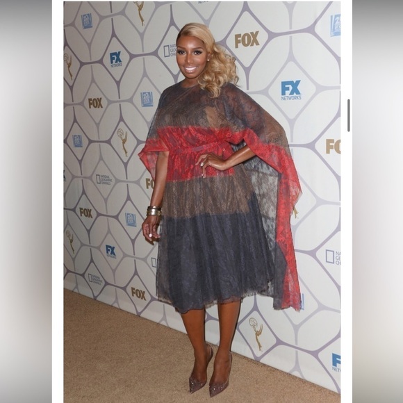 Valentino- Runway 2014 Multicolored Lace Sheer Cutout Cape Midi Dress - Picture 5 of 12